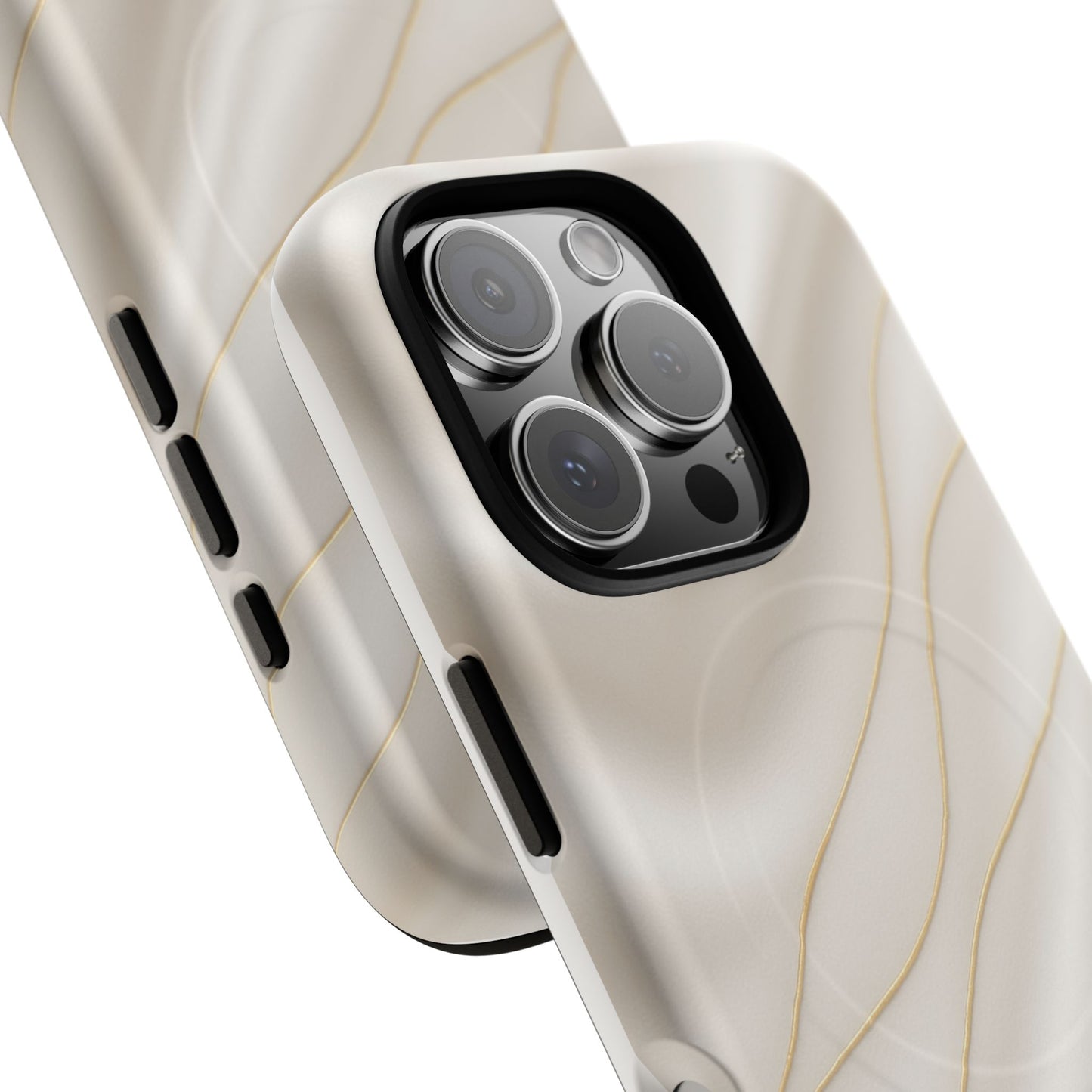 White Silk Gold Luxury iPhone Case with MagSafe