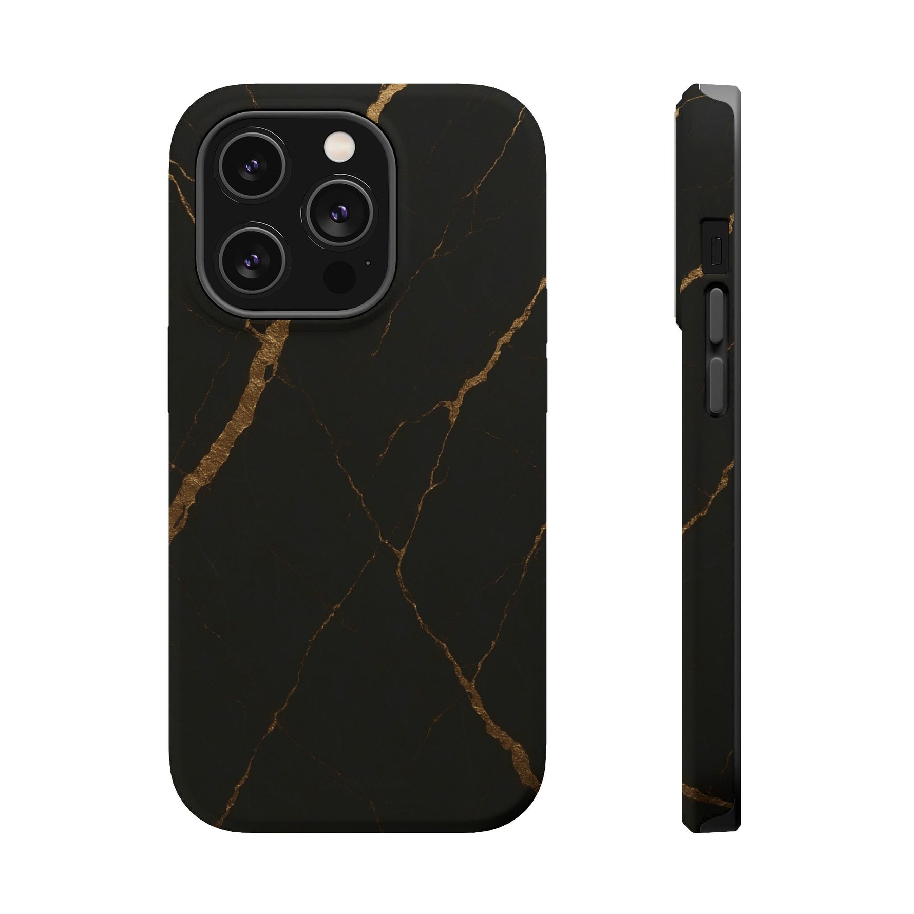 Black & Gold Marble iPhone Case with MagSafe - iPhone 14 Pro / Matte - Shamo's
