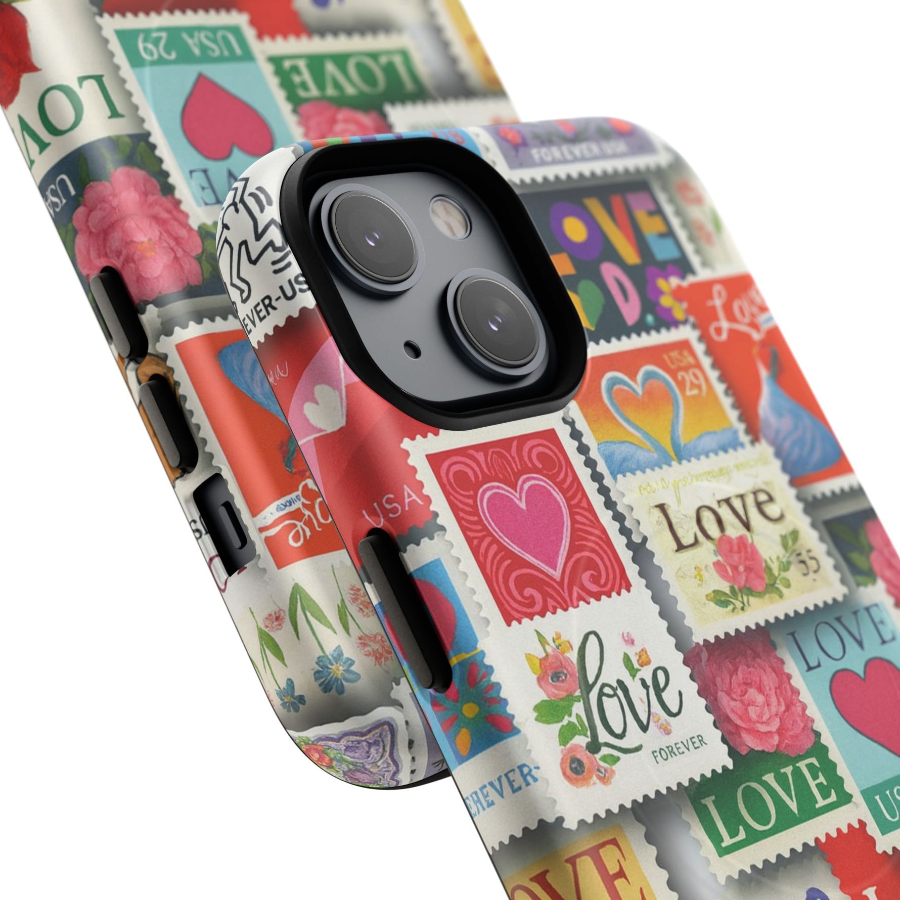 Vintage Romantic Love Stamp iPhone Case | Tough Protection + MagSafe