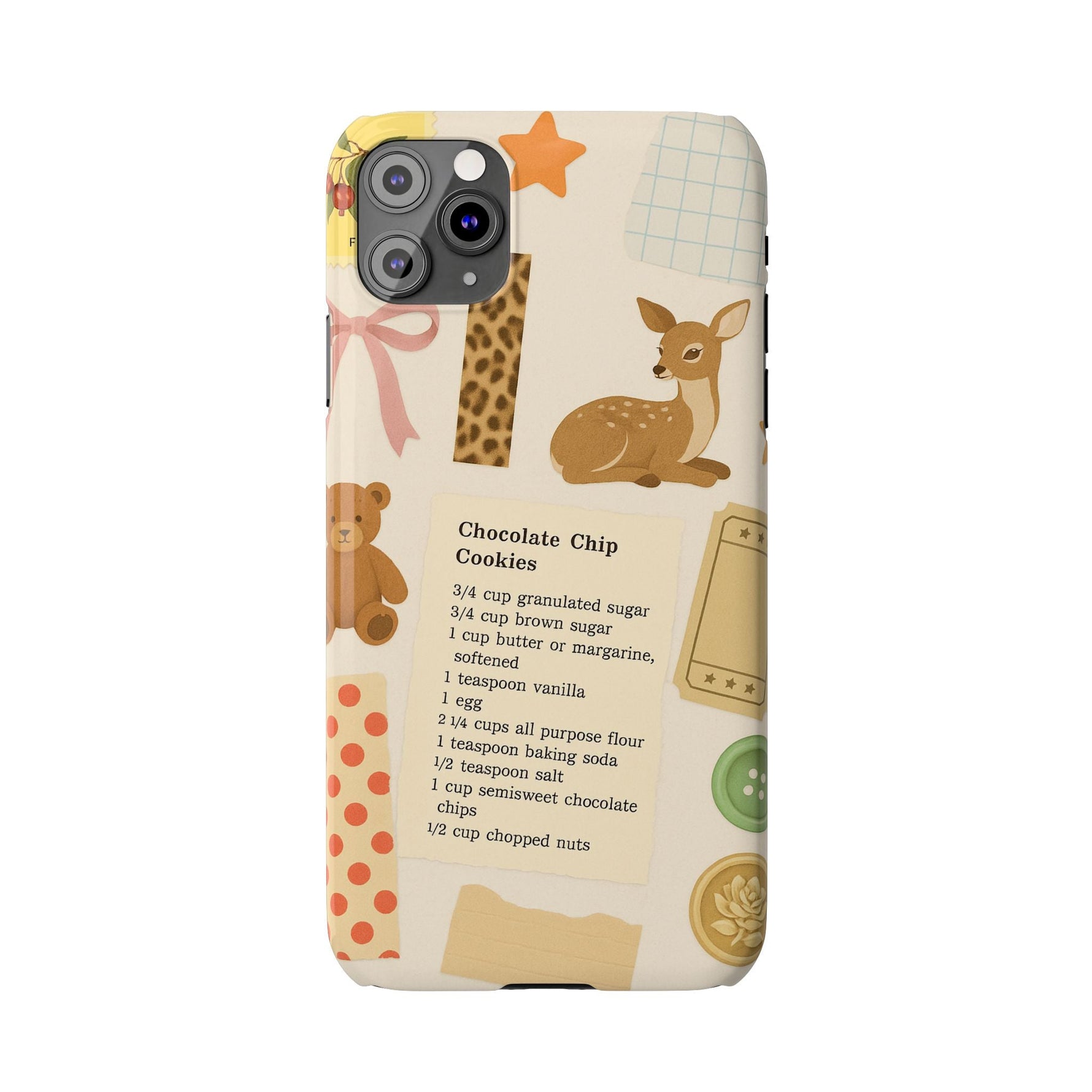 Slim iPhone Case — Cozy Baking & Teddy Pattern (Recipe, Deer, Buttons)  Shamo's