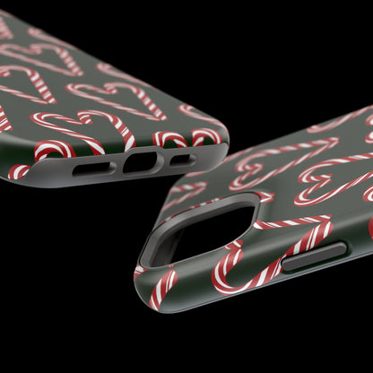 Candy Cane Heart MagSafe Impact-Resistant iPhone Case