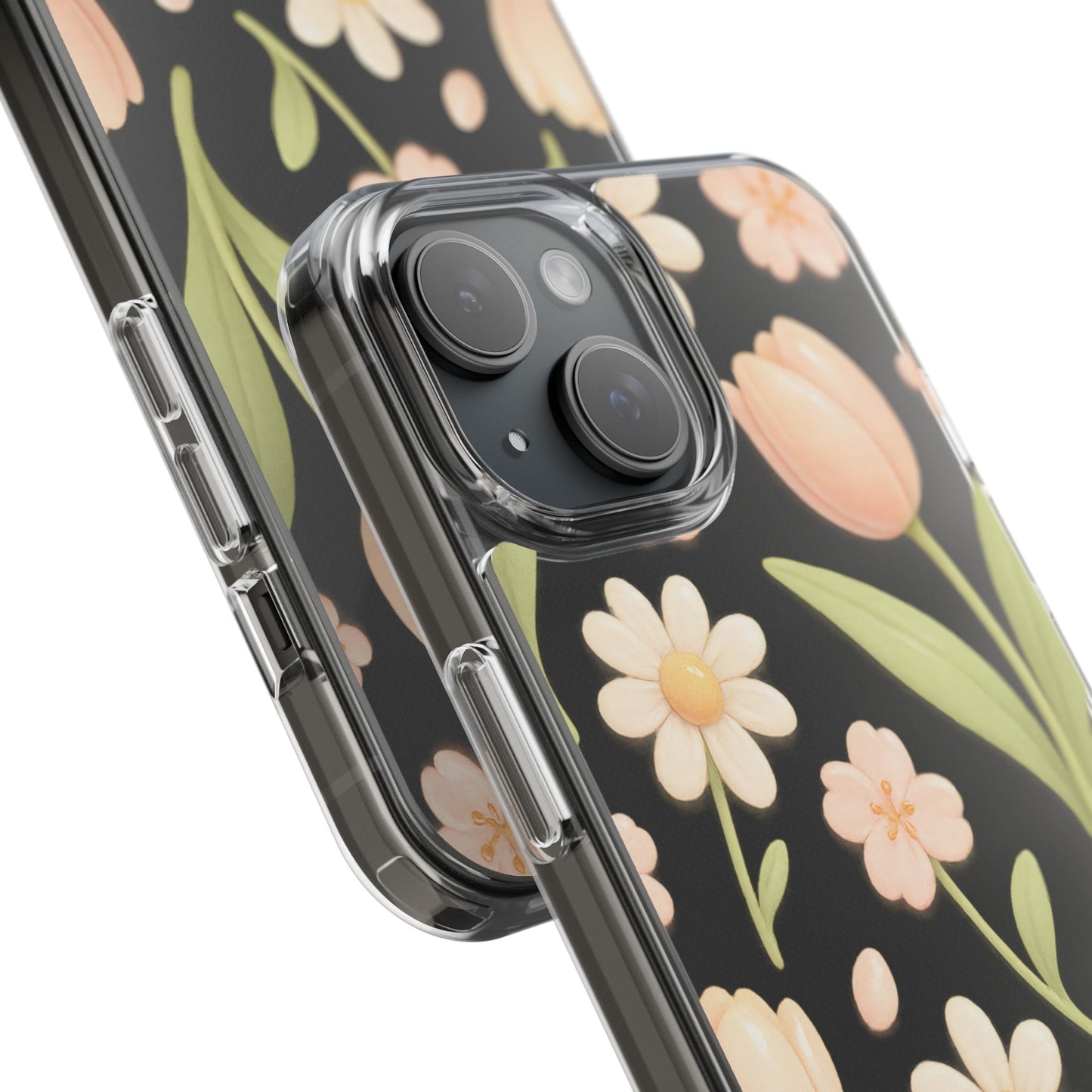 Floral Impact-Resistant Clear iPhone Case