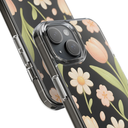Floral Impact-Resistant Clear iPhone Case