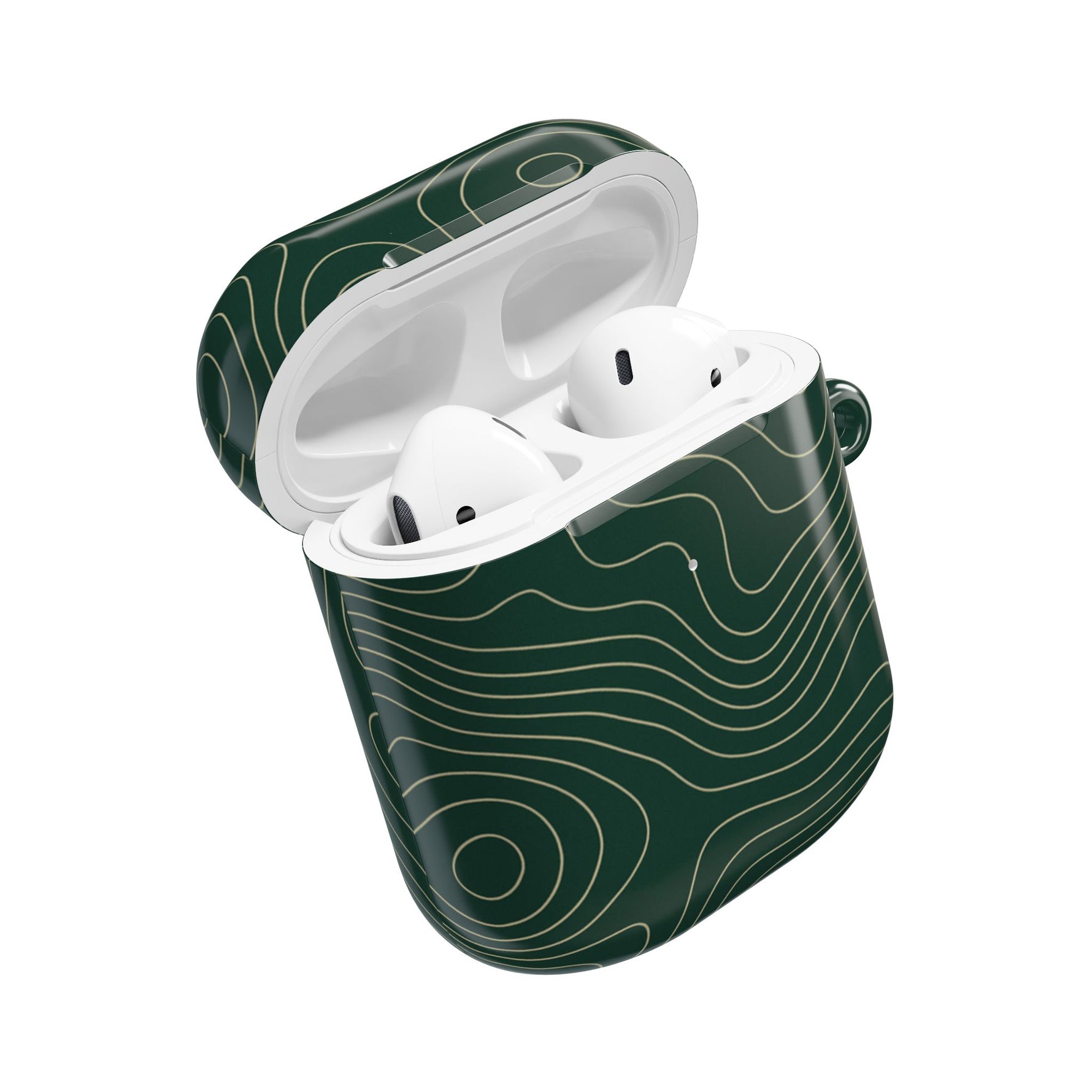 Topographic Green AirPod Case, Minimal Contour Design