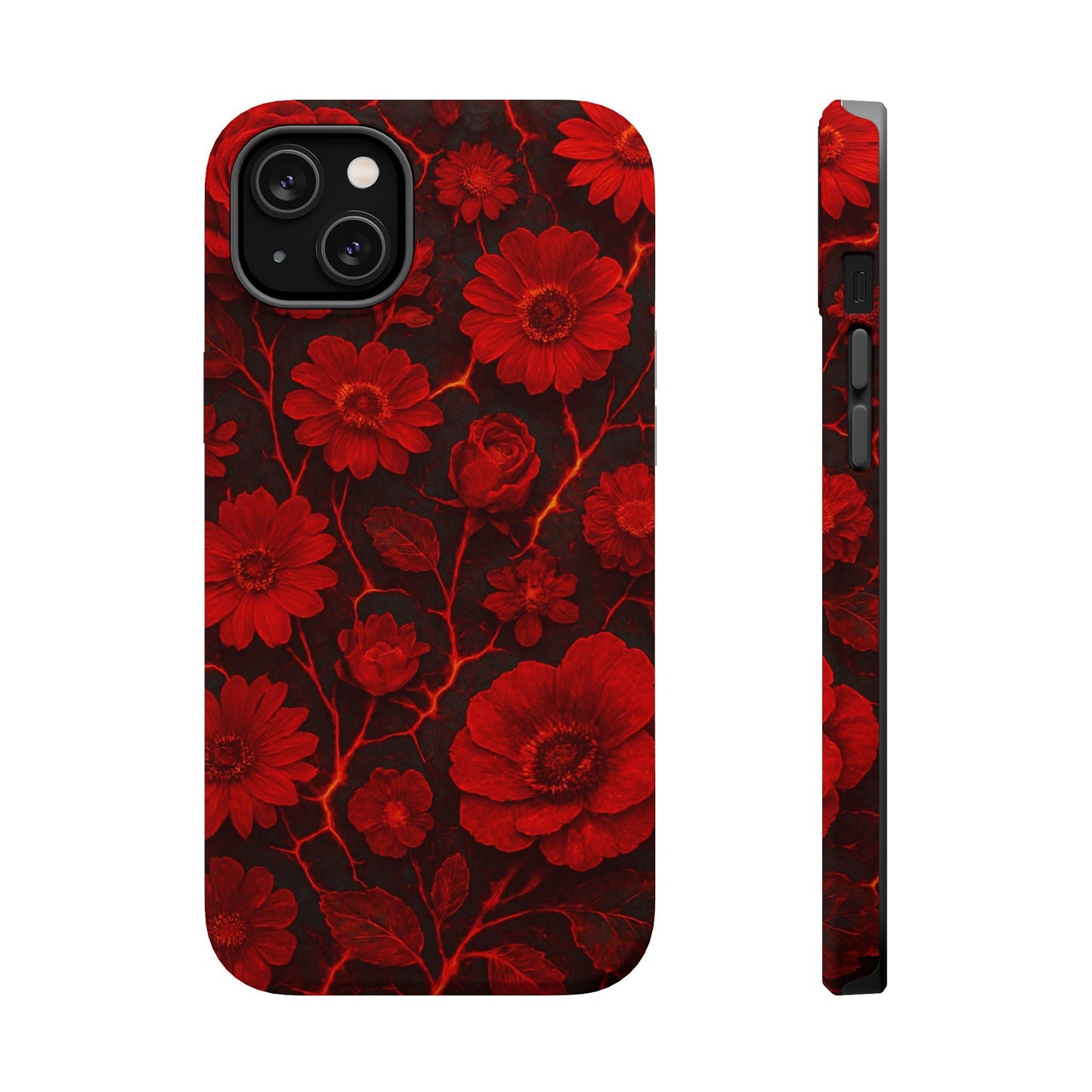 Melted Lava Dark Red Floral iPhone Case — MagSafe Compatible  Shamo's iPhone 14 Plus / Matte