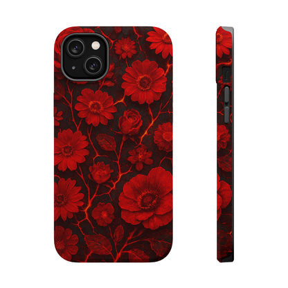 Melted Lava Dark Red Floral iPhone Case — MagSafe Compatible  Shamo's iPhone 14 Plus / Matte