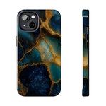 Blue Gold Agate Tough Phone Case Marble Stone Design  Shamo's iPhone 13