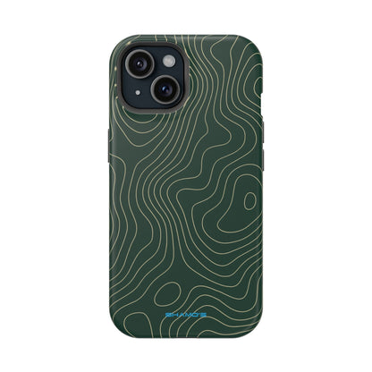 Topographic Green Magnetic Impact-Resistant iPhone Case | MagSafe compatible  Shamo's iPhone 15 / Matte