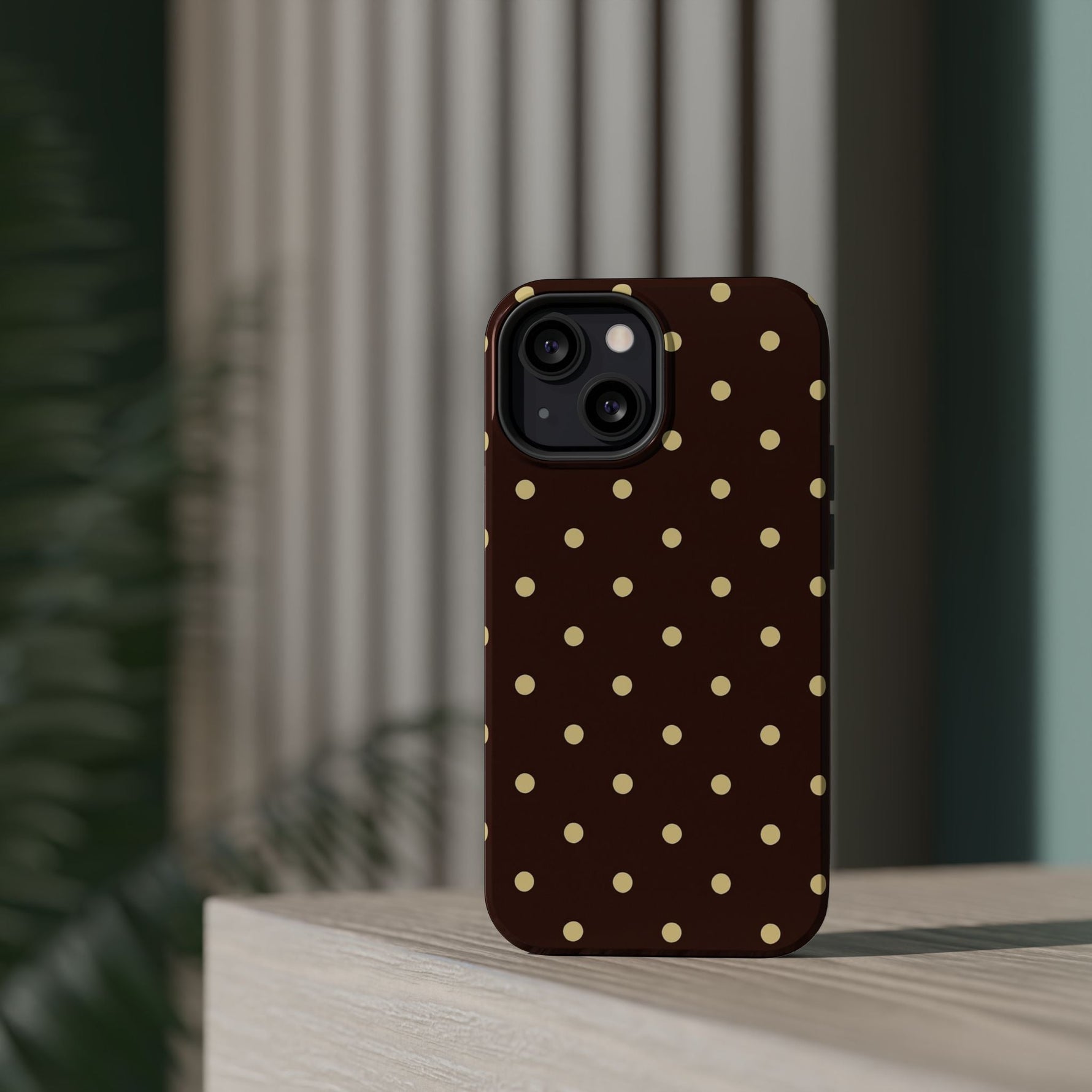 Polka Dot iPhone Case — Brown & Cream Protective Cover with MagSafe compatibility  Shamo's
