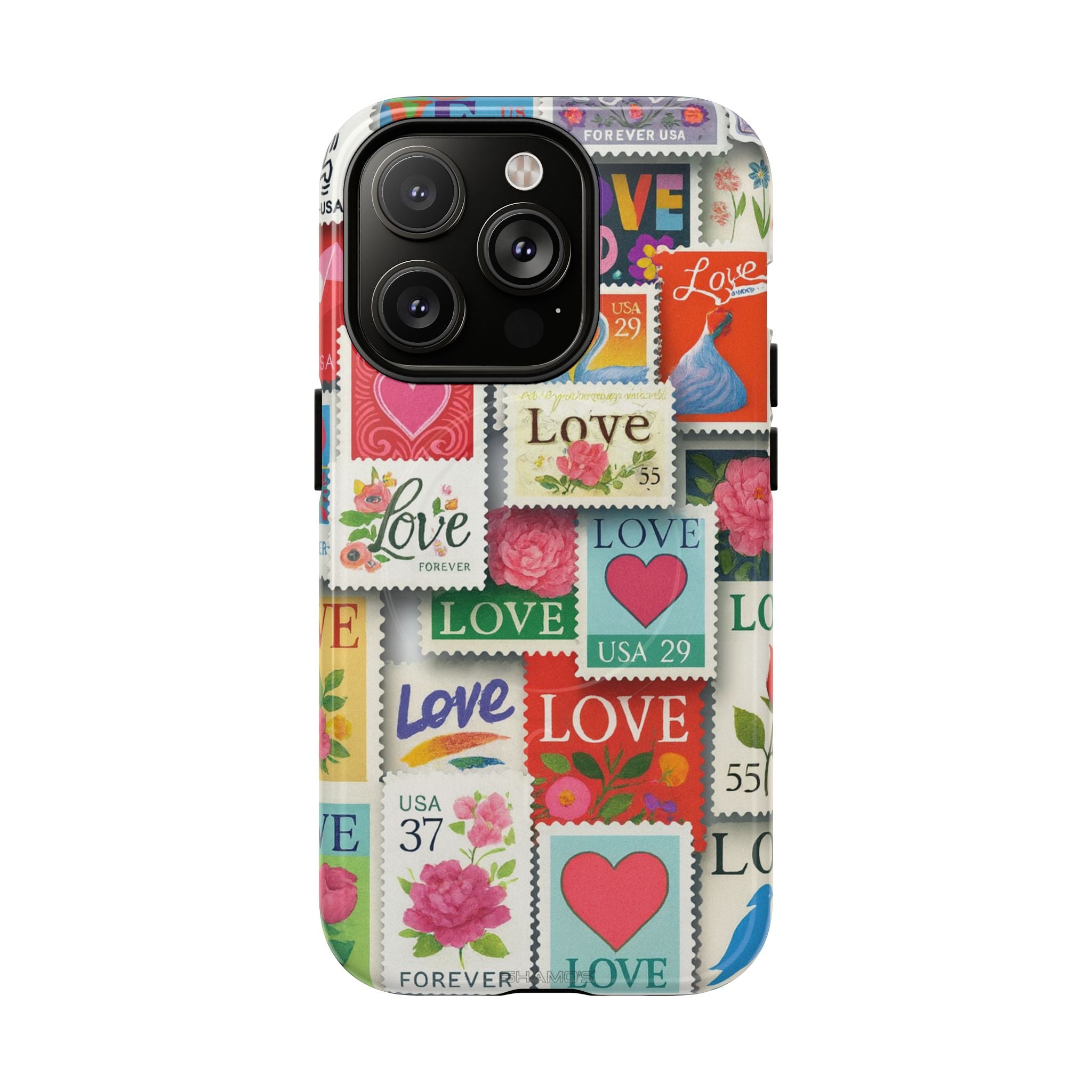Vintage Romantic Love Stamp iPhone Case | Tough Protection + MagSafe - iPhone 14 Pro / Glossy - Shamo's