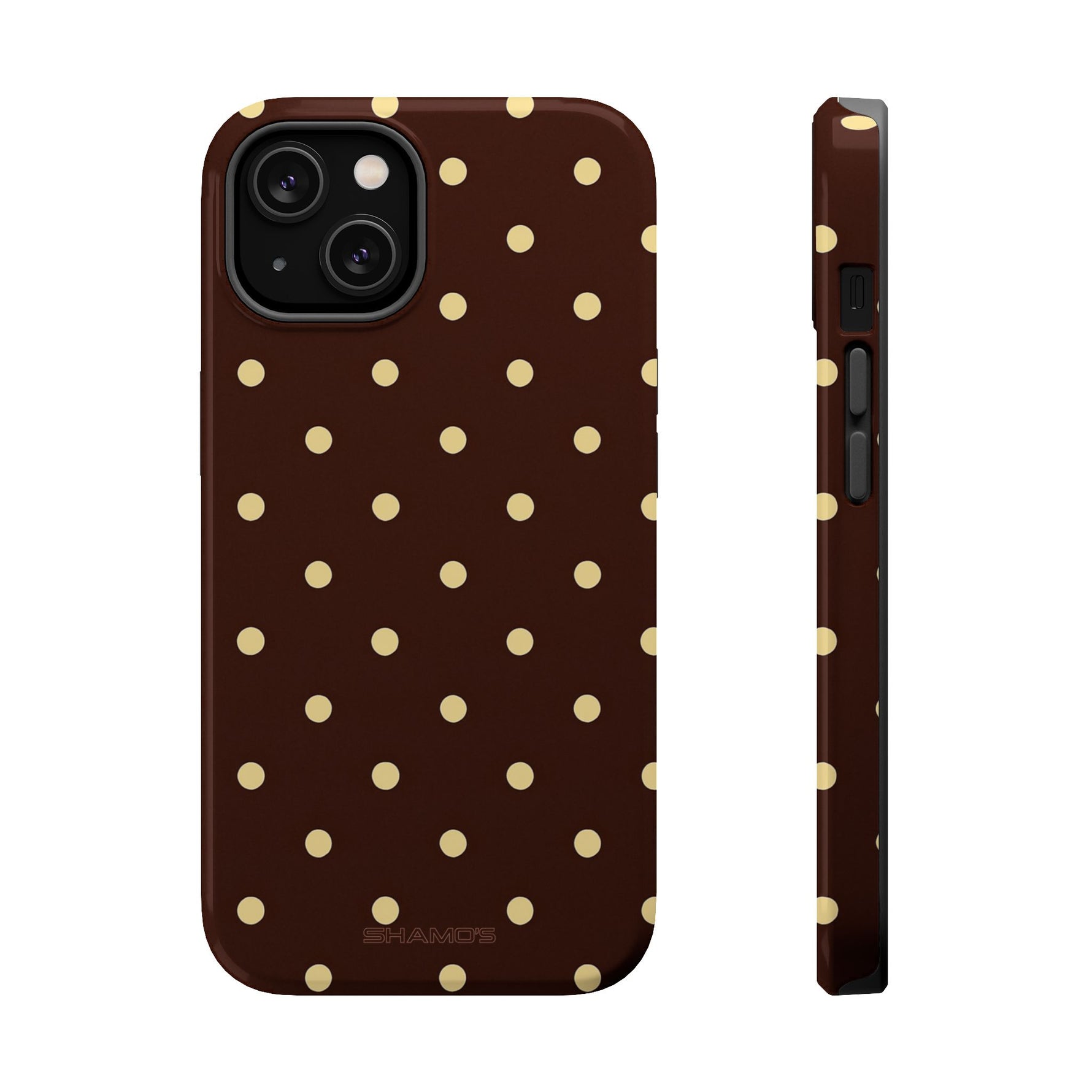Polka Dot iPhone Case — Brown & Cream MagSafe Protective Cover