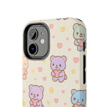 Cute Pastel Bear Impact Phone Case | Heart & Star Kawaii Pattern  Shamo's