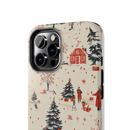 Winter Village Holiday Tough iPhone Case — Vintage Holidays & Snow Scene