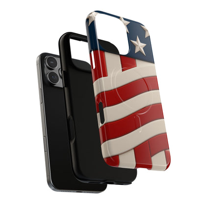 Patriotic iPhone Cases - MagSafe Tough American Flag Design