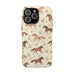 Wild Mustangs – Western Horse Pattern MagSafe Phone Case, glossy iPhone 16 Pro Max, rear view