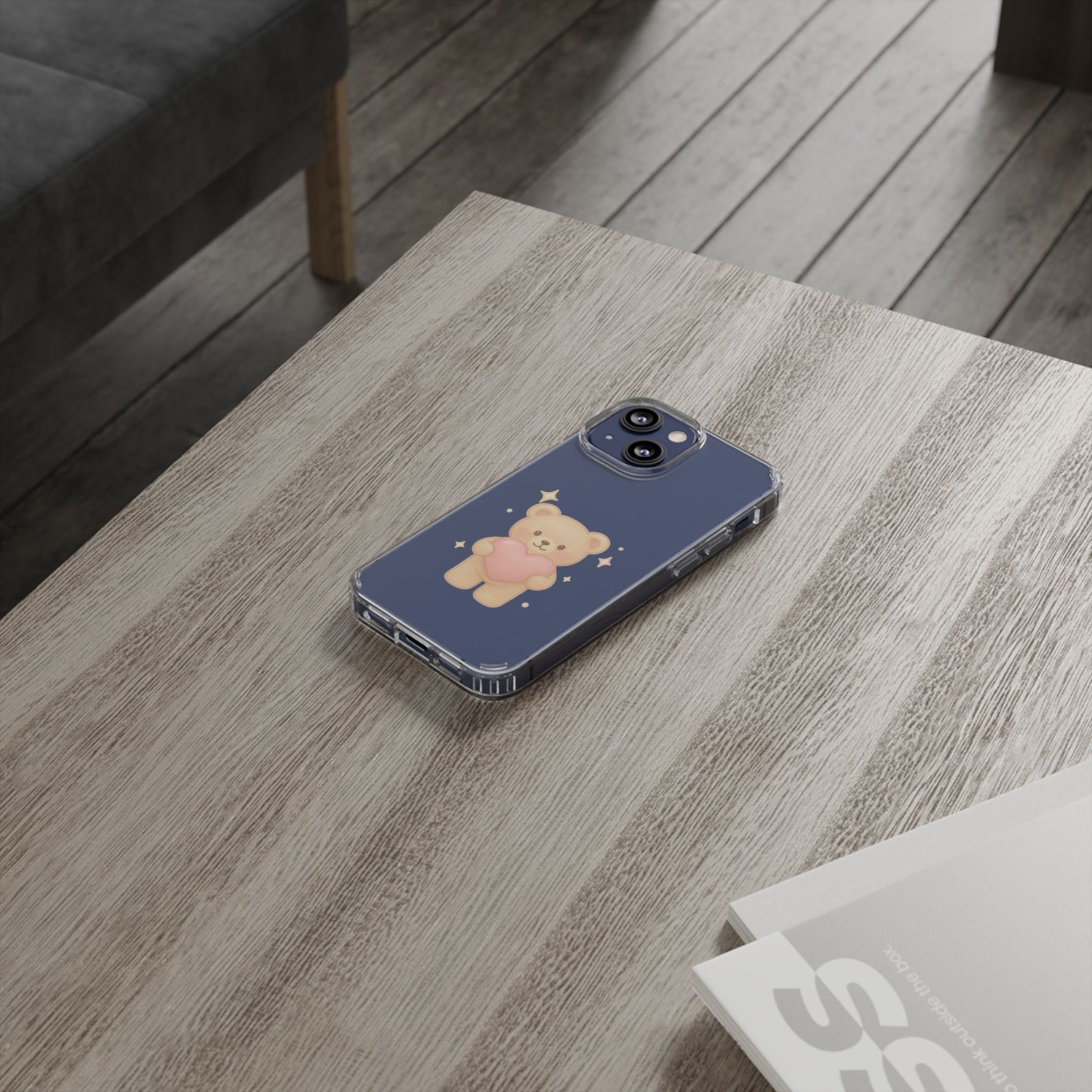 Romantic Teddy Bear Impact-Resistant iPhone Case with Heart Design - Shamo's