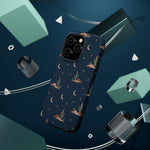 Desert Moon MagSafe Phone Case, glossy square triple-camera Pro model, rear view with magnetic accessories