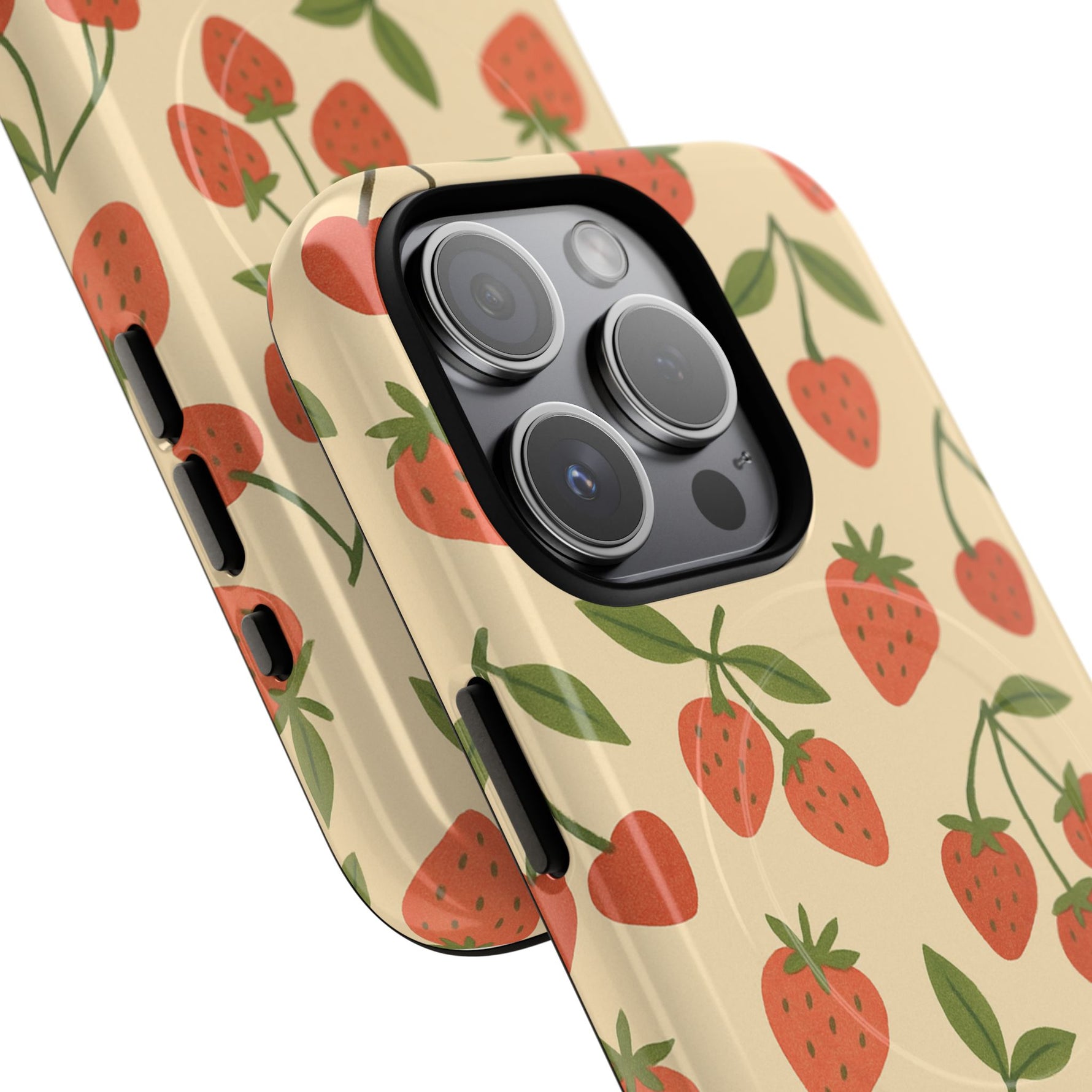 Strawberry Cherry Fruit Pattern iPhone Case | MagSafe Compatible - Shamo's