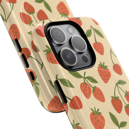 Strawberry Cherry Fruit Pattern iPhone Case | MagSafe Compatible