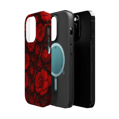 Melted Lava Dark Red Floral iPhone Case — MagSafe Compatible  Shamo's