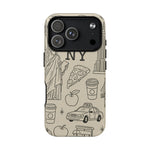 NY City Icons Tough iPhone Case — Statue of Liberty, Pizza & Taxi Pattern | Compatible with MagSafe  Shamo's iPhone 17 Pro / Matte