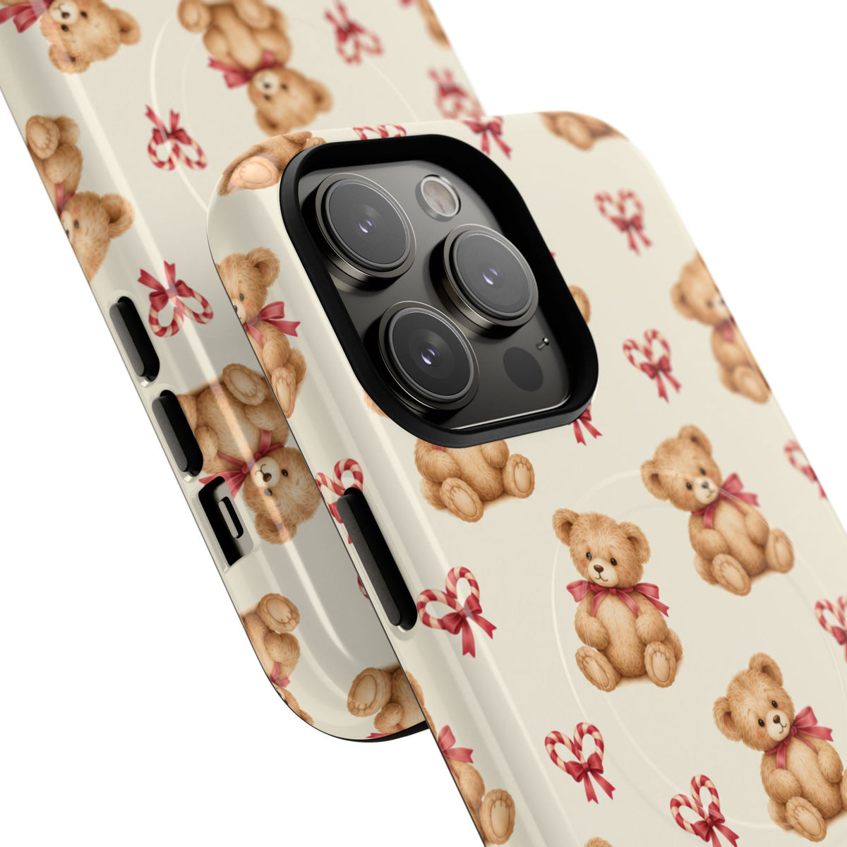 Coque iPhone Ourson des fêtes et sucres d’orge en forme de cœur avec MagSafe