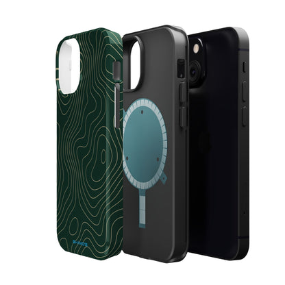Topographic Green Magnetic Impact-Resistant iPhone Case | MagSafe compatible  Shamo's