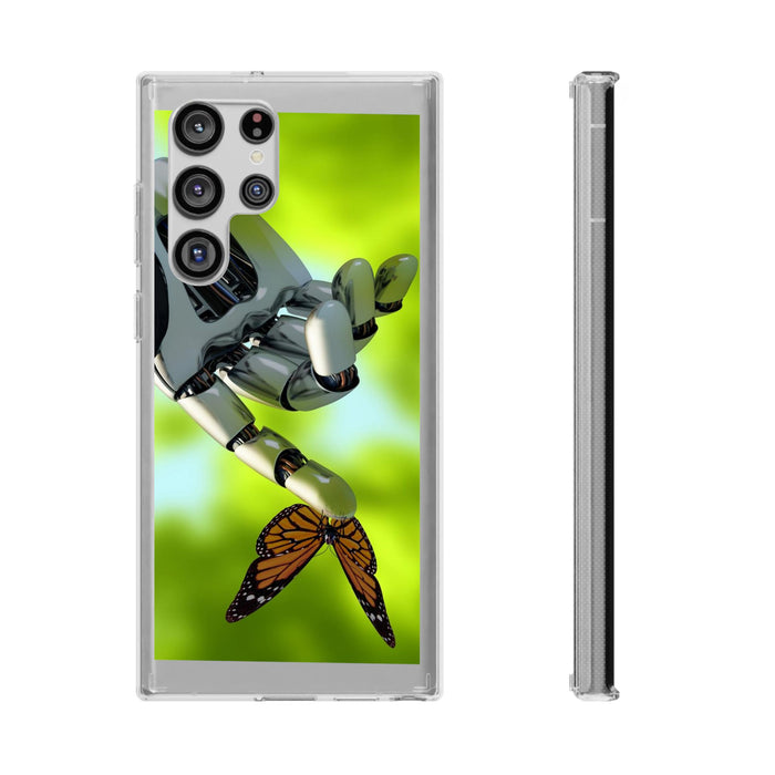 Clear Phone Cases with Robotic hand and Butterfly theme