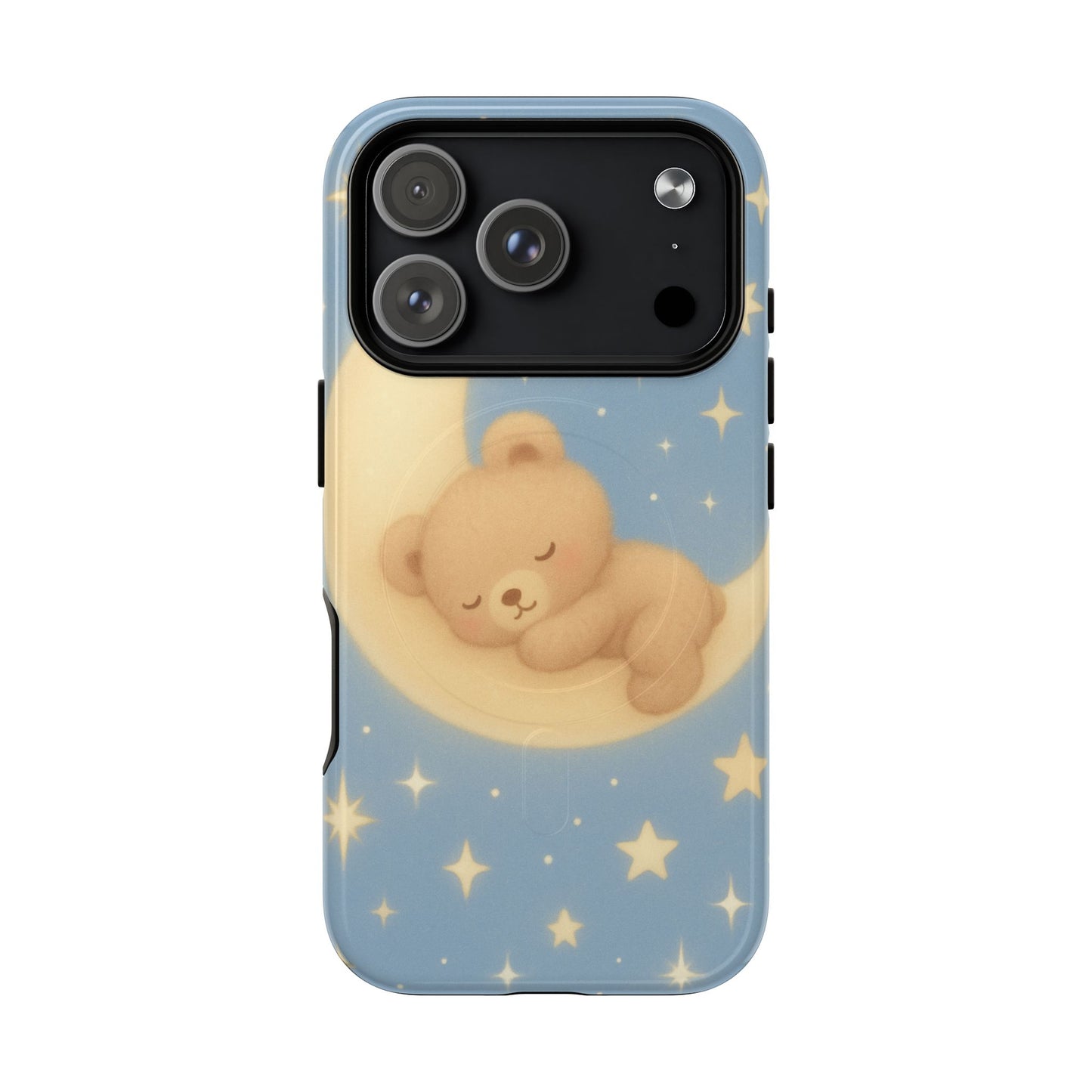 Sleepy Teddy Bear & Stars iPhone Case with MagSafe
