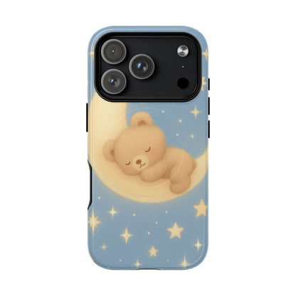 Sleepy Teddy Bear & Stars iPhone Case with MagSafe