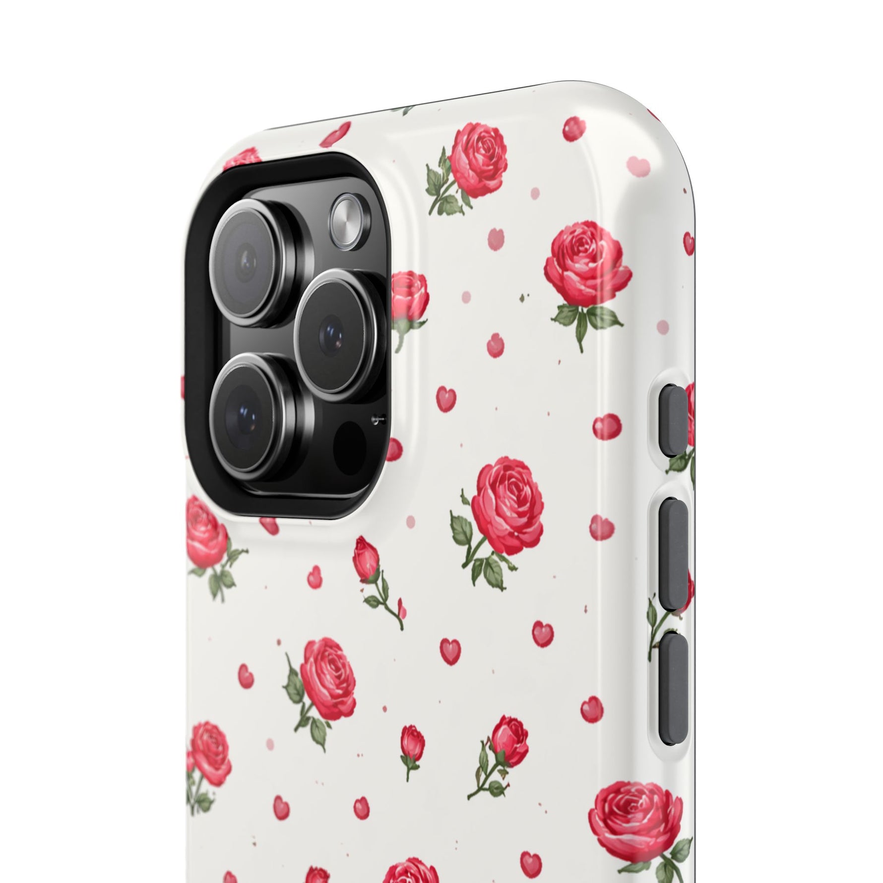 Rose Pattern Impact-Resistant iPhone Case | MagSafe