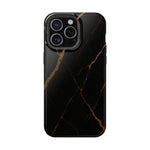Black & Gold Marble iPhone Case with MagSafe - iPhone 15 Pro Max / Glossy - Shamo's