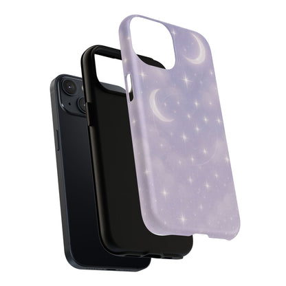 Celestial Lavender iPhone Case — Moon & Stars MagSafe Compatible