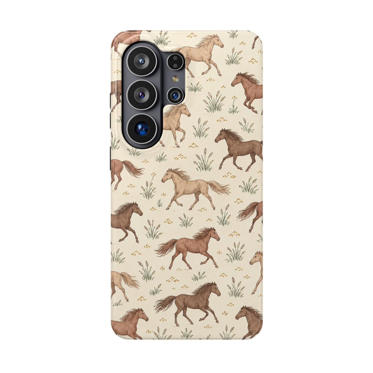 Wild Mustangs – Western Horse Pattern MagSafe Phone Case, glossy Samsung Galaxy S26 Ultra, rear view
