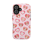Pink Puppy Heart Pattern MagSafe Impact-Resistant iPhone Case, Valentine Phone Cover