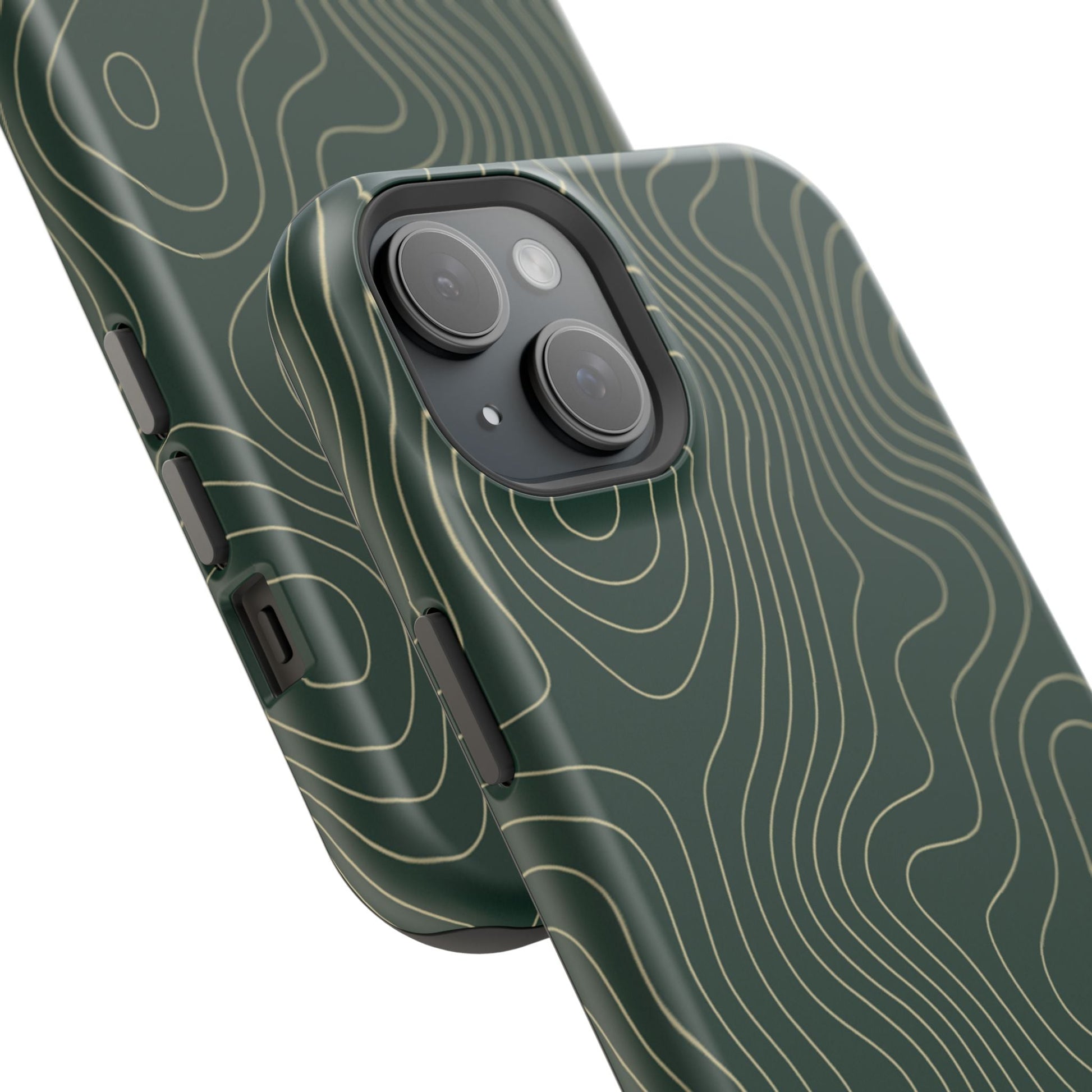 Topographic Green Magnetic Impact-Resistant iPhone Case | MagSafe compatible  Shamo's