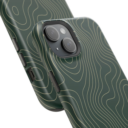 Topographic Green Magnetic Impact-Resistant iPhone Case | MagSafe compatible  Shamo's