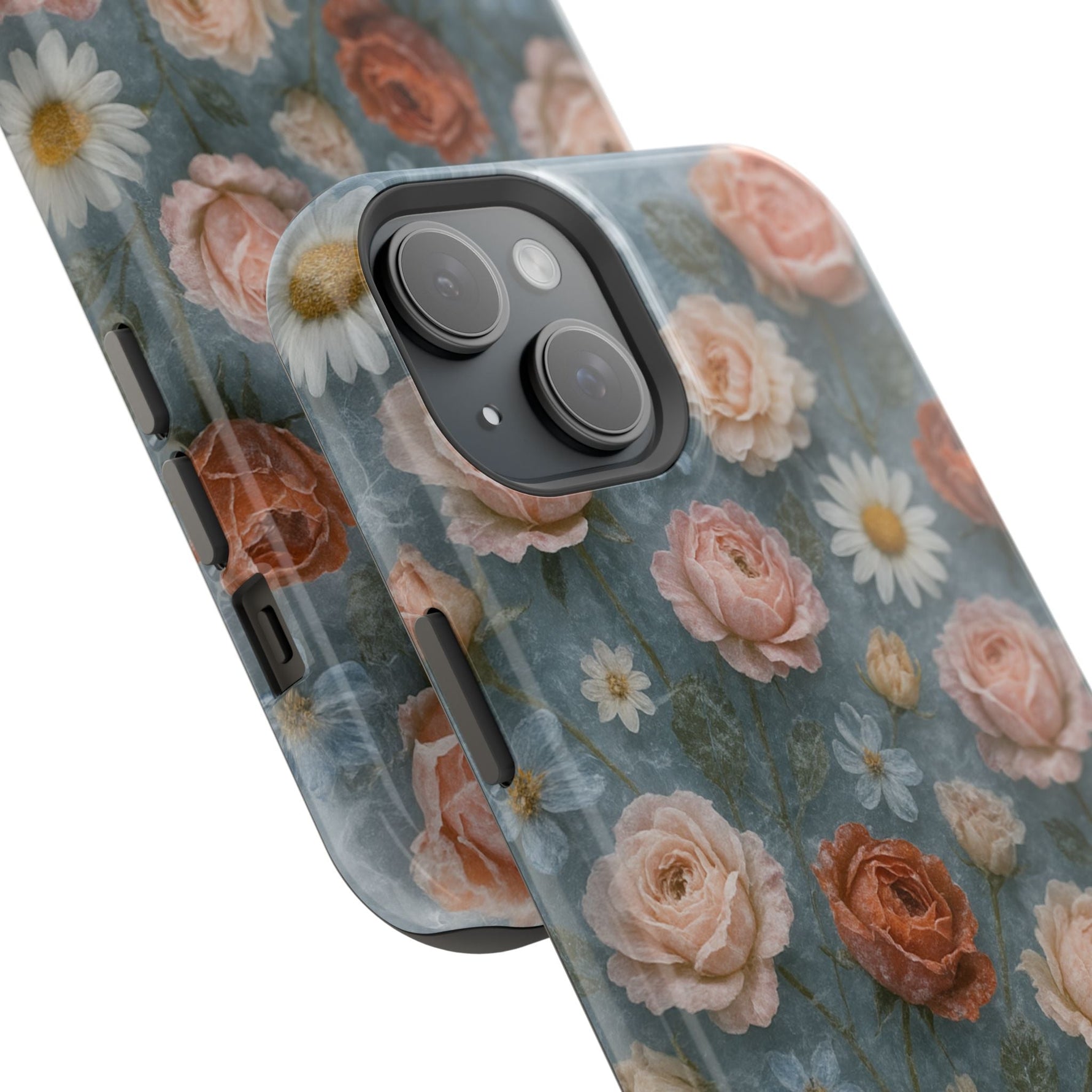 Frozen Floral Vintage Roses & Daisies iPhone Case with MagSafe compatibility  Shamo's