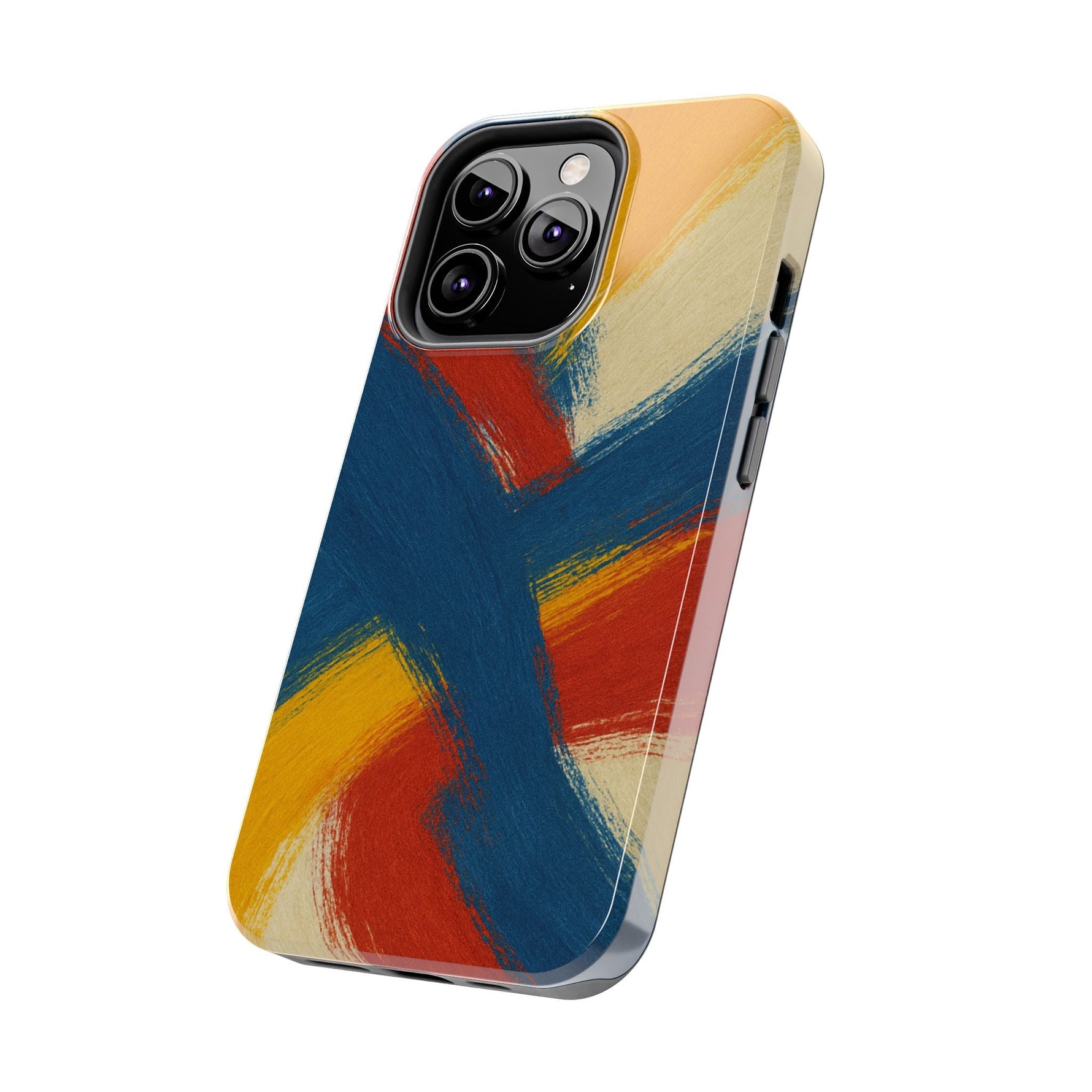 Abstract Brushstroke Tough Phone Case — Colorful Red, Blue & Yellow Protective Cover  Shamo's