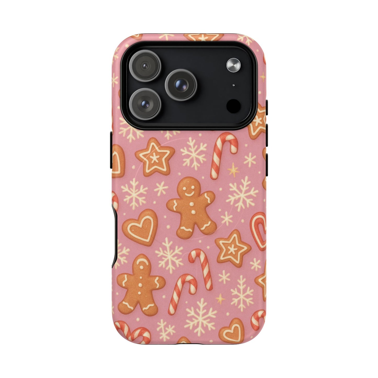 Pink Gingerbread Holiday iPhone Case with MagSafe compatibility - Shamo's