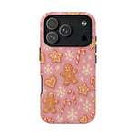 Pink Gingerbread Holiday iPhone Case with MagSafe compatibility - Shamo's