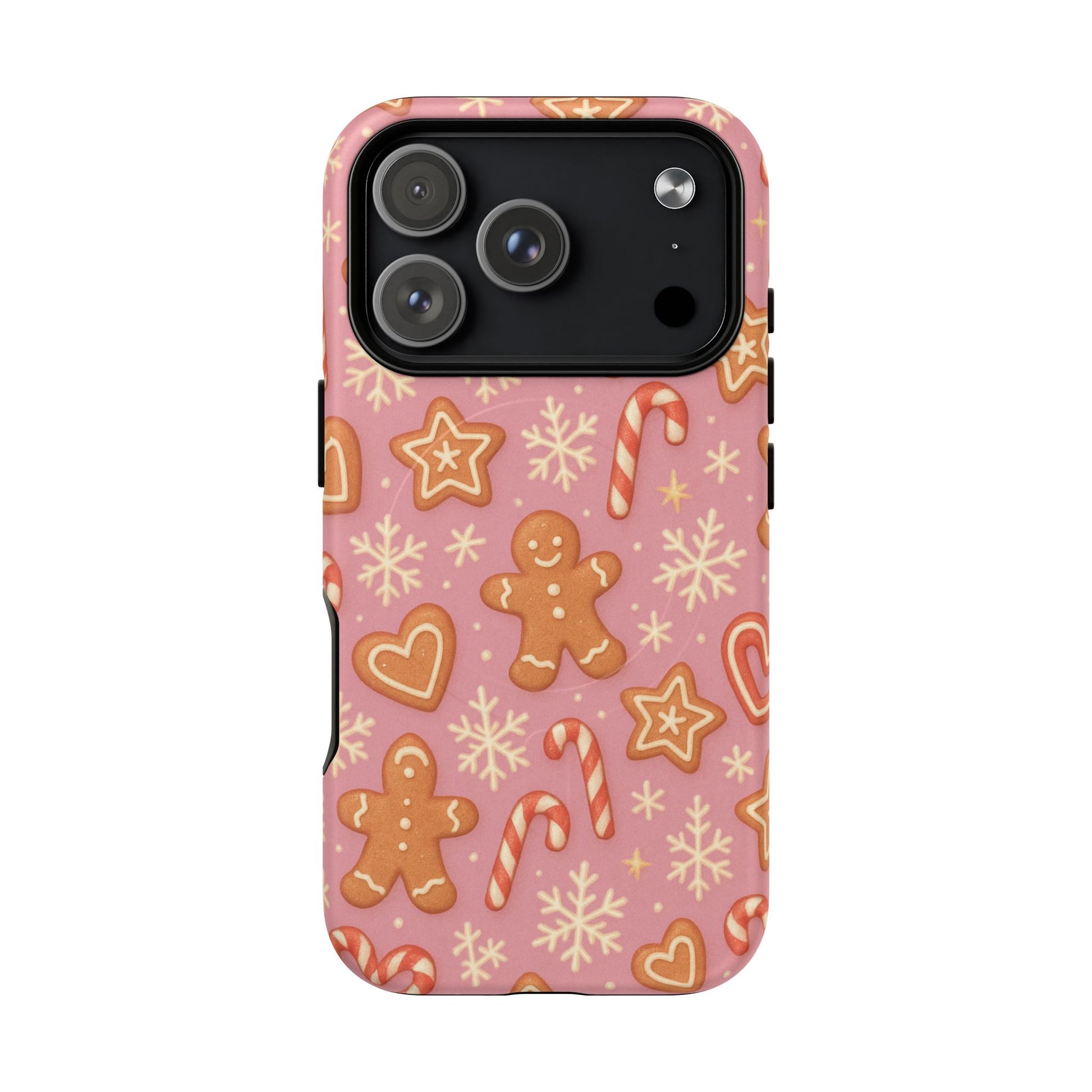 Pink Gingerbread Holiday iPhone Case with MagSafe compatibility - Shamo's