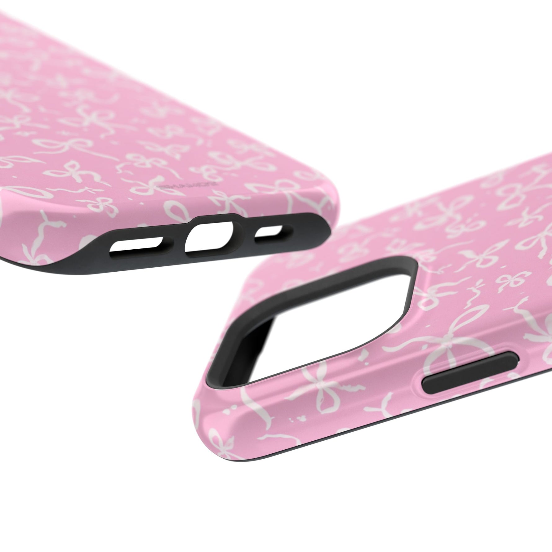 Pink Bow Pattern Impact-Resistant iPhone Case | MagSafe