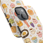 Kawaii Breakfast Pattern Magnetic Phone Case, Cute Cartoon Food Impact-Resistant Cover, MagSafe Compatible