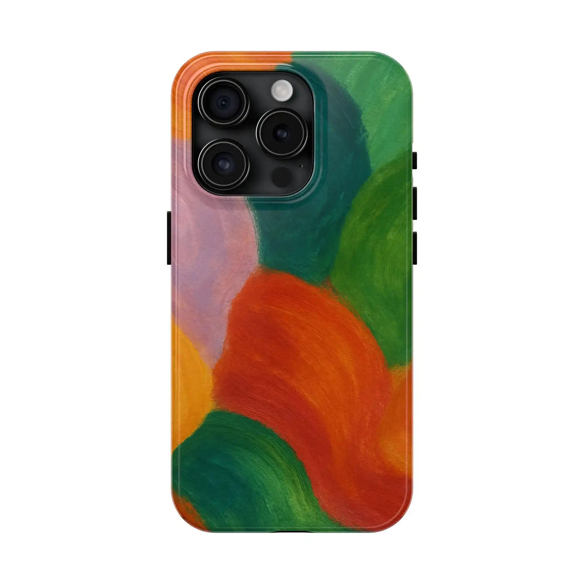 Abstract Color Wave Tough Phone Case — Bold Orange & Green Protective Phone Cover  Shamo's iPhone 15 Pro