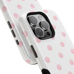 Pink Polka Dot Impact-Resistant Phone Case | MagSafe