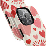 Heart Pattern Tough iPhone Case — Cute Red & Pink Hearts Protective Cover (MagSafe compatible)  Shamo's