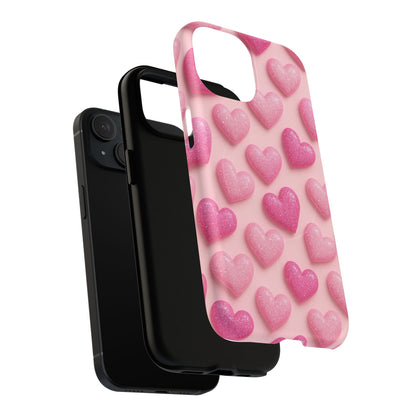 Barbiecore Glitter Hearts iPhone Case | MagSafe