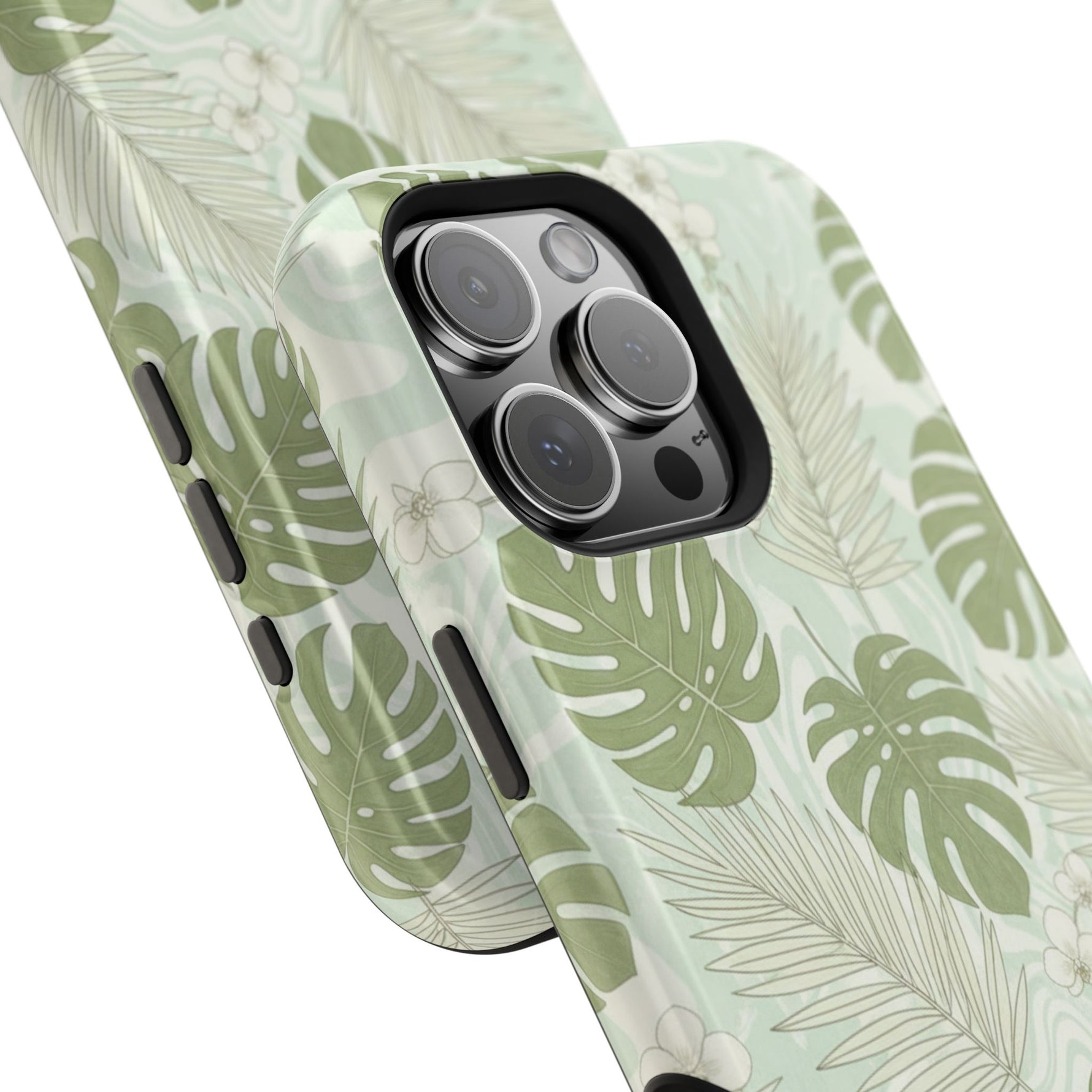 Tropical Monstera Phone Case, Impact-Resistant Magnetic iPhone Cover with MagSafe Compatibility