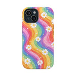 Rainbow Daisy Magnetic Impact-Resistant Phone Case with MagSafe Compatibility - iPhone 15 / Glossy - Shamo's